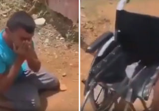 O emocionante momento em que um jovem recebe o que sempre sonhou receber … uma cadeira de rodas