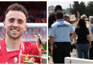 Multidão tenta tirar fotos junto ao túmulo de Diogo Jota e polícia intervém para travar populares